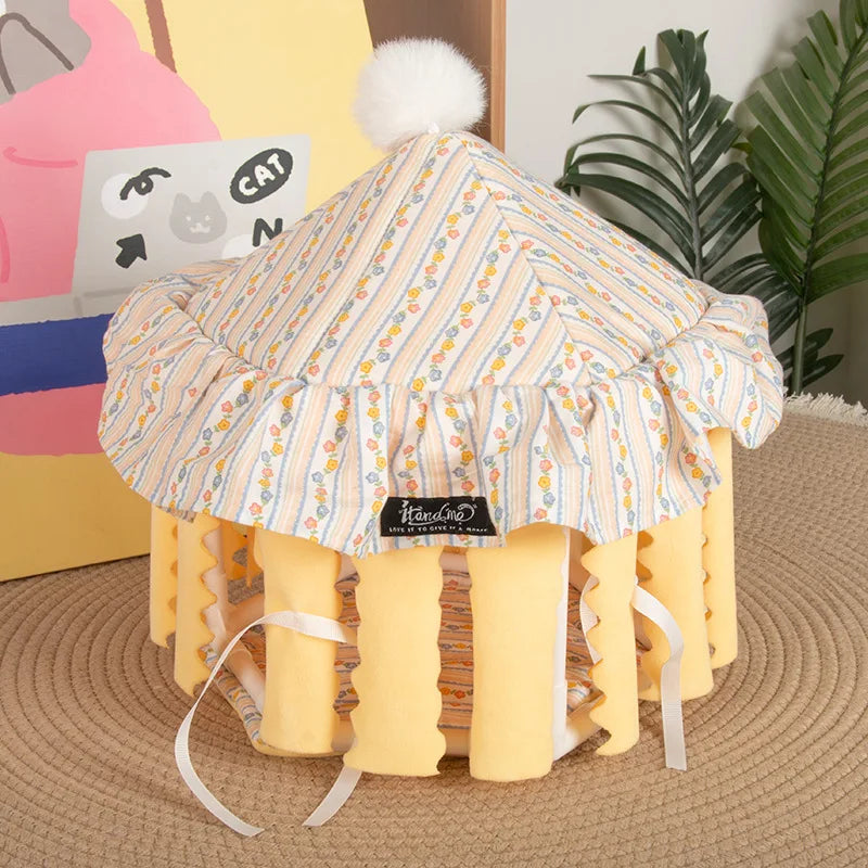 Cotton Fringe Tent Hamster Hideout Portable Rabbit Chinchilla Guinea – 4 Colors