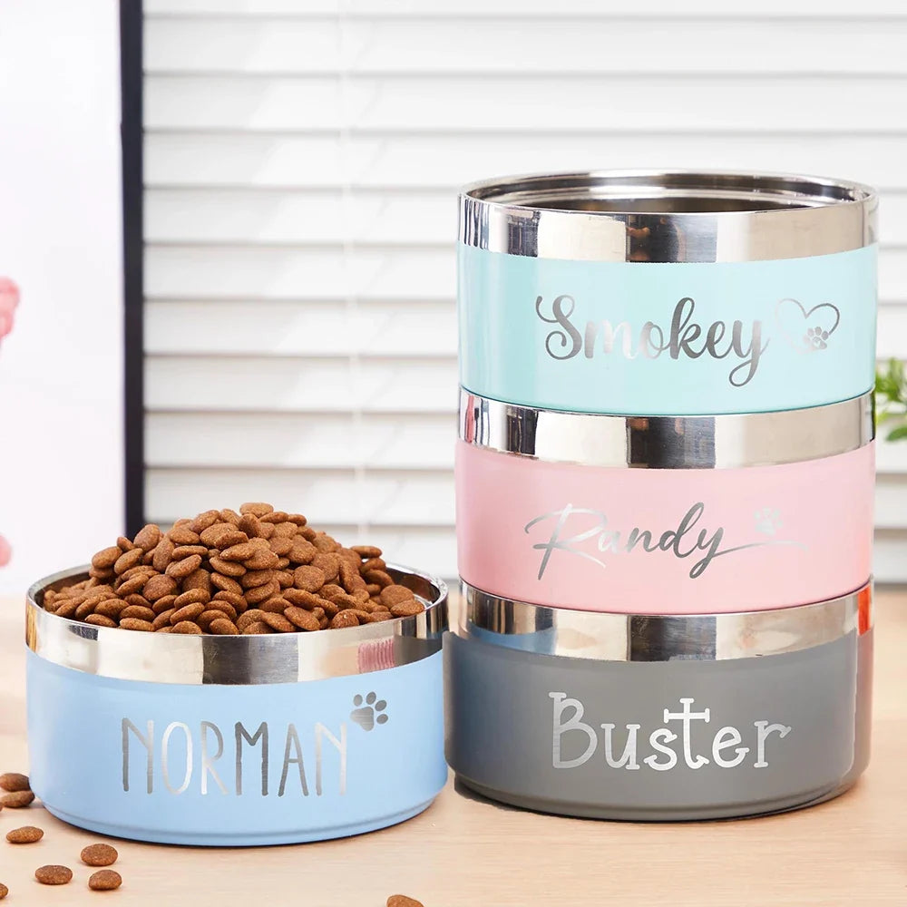 Custom Stainless Steel Dog Cat Bowl Double - MyPetDollar.com