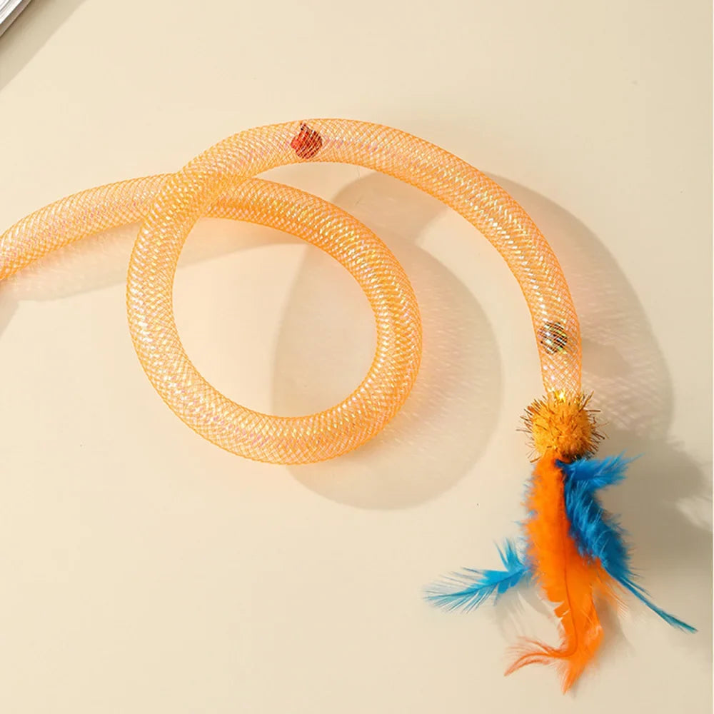 Snake Cat Teaser Wand with Catnip Balls, - MyPetDollar.com