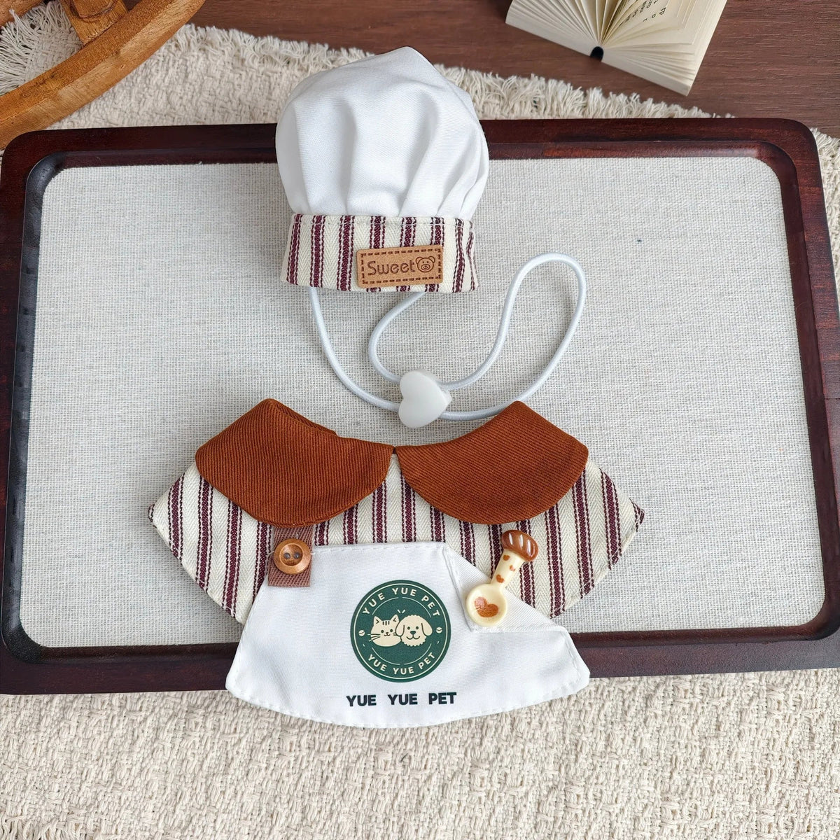 Cute Pet Chef Outfit Set with Hat and Bib Collar – view 8