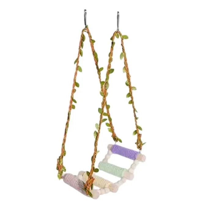 Hanging Wooden Bird Swing with Cotton Rope – 2 Colors