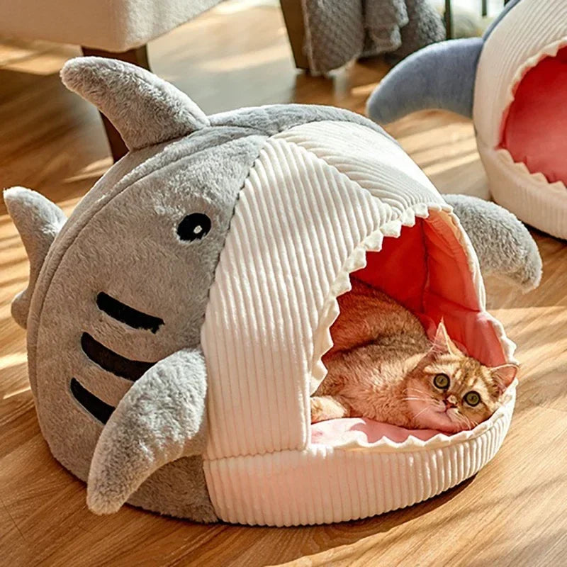 Warm Cat Beds Cartoon Shark Pet Cave Beds - MyPetDollar.com
