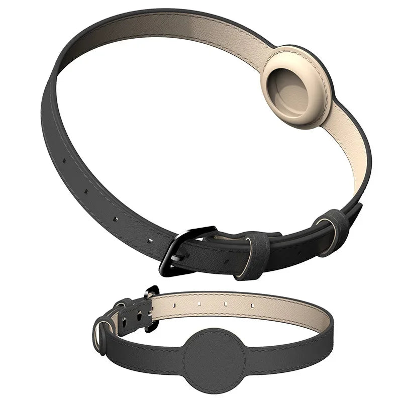 Leather Airtag Cat Collar-non Breakaway Kitten Collar
