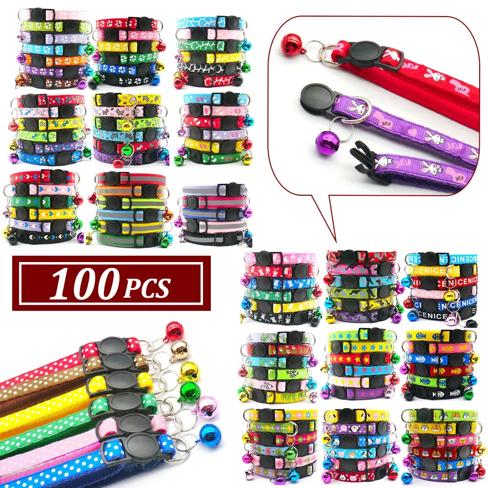 100Pcs Dog Collar With Bells Adjustable - MyPetDollar.com