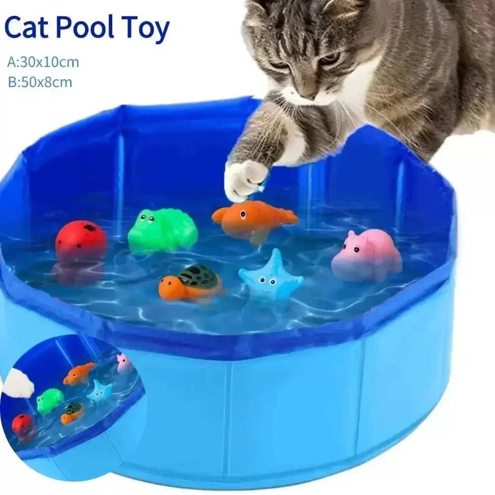 Foldable Cat Pool Toy Play Water Bath Tub - MyPetDollar.com