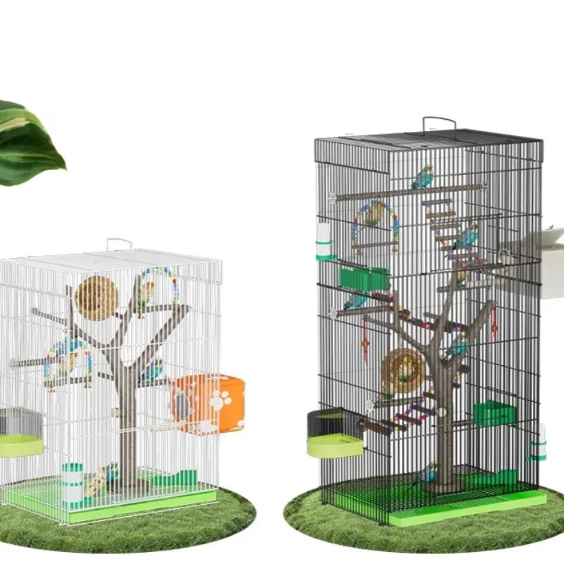 Large Vertical Bird Cage with Natural Wood - MyPetDollar.com