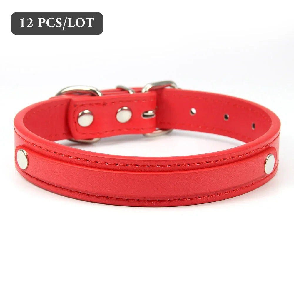 12 PCS Plain PU Leather DIY Name ID Dog - MyPetDollar.com