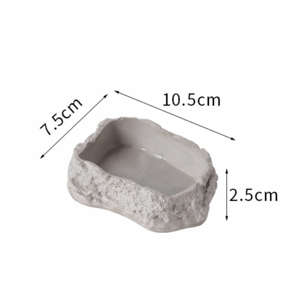 Simulated Rock Reptile Food Dish Multiple Size Anti Slip Base – 9 Colors