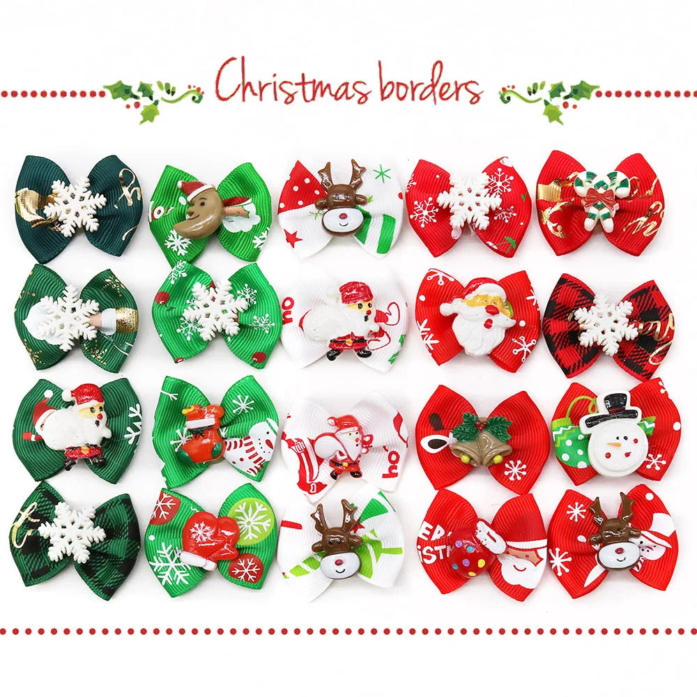 Christmas Dog Bows Handmade Puppy