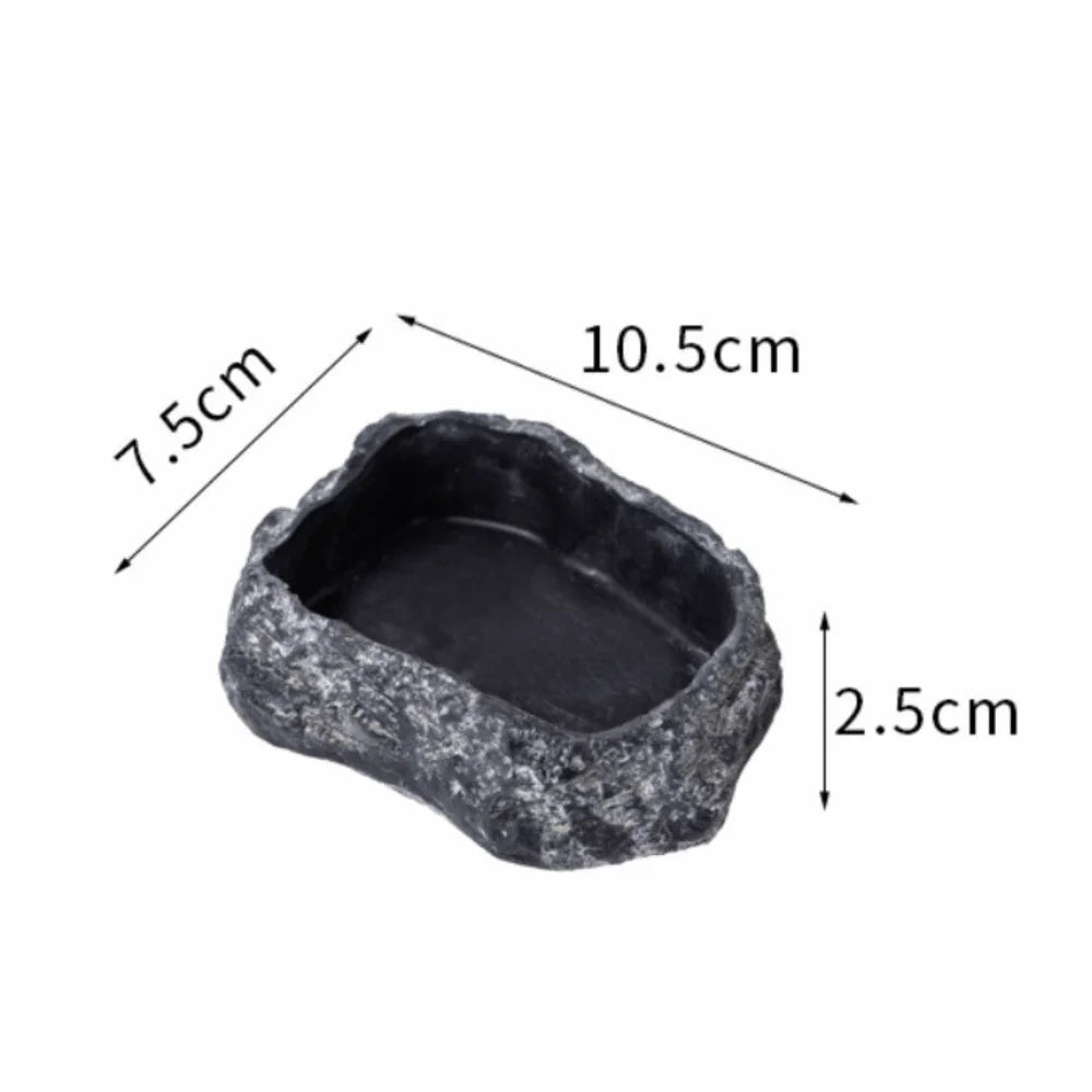 Simulated Rock Reptile Food Dish Multiple Size Anti Slip Base – 9 Colors