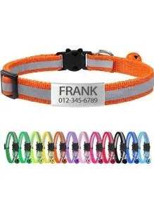 Adjustable 13 Colors Custom Engraved Reflective Cat Collar