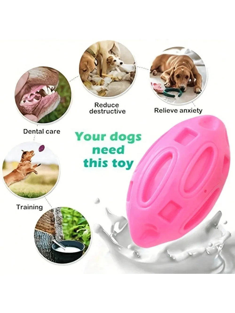 1pc Indestructible Squeaky Rugby Ball Dog - MyPetDollar.com