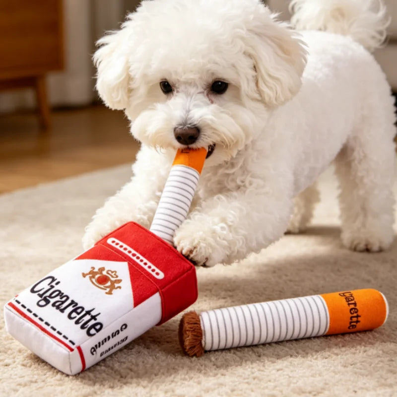 Stuffed Raw Dog Bite Toy Joint Cigarette - MyPetDollar.com