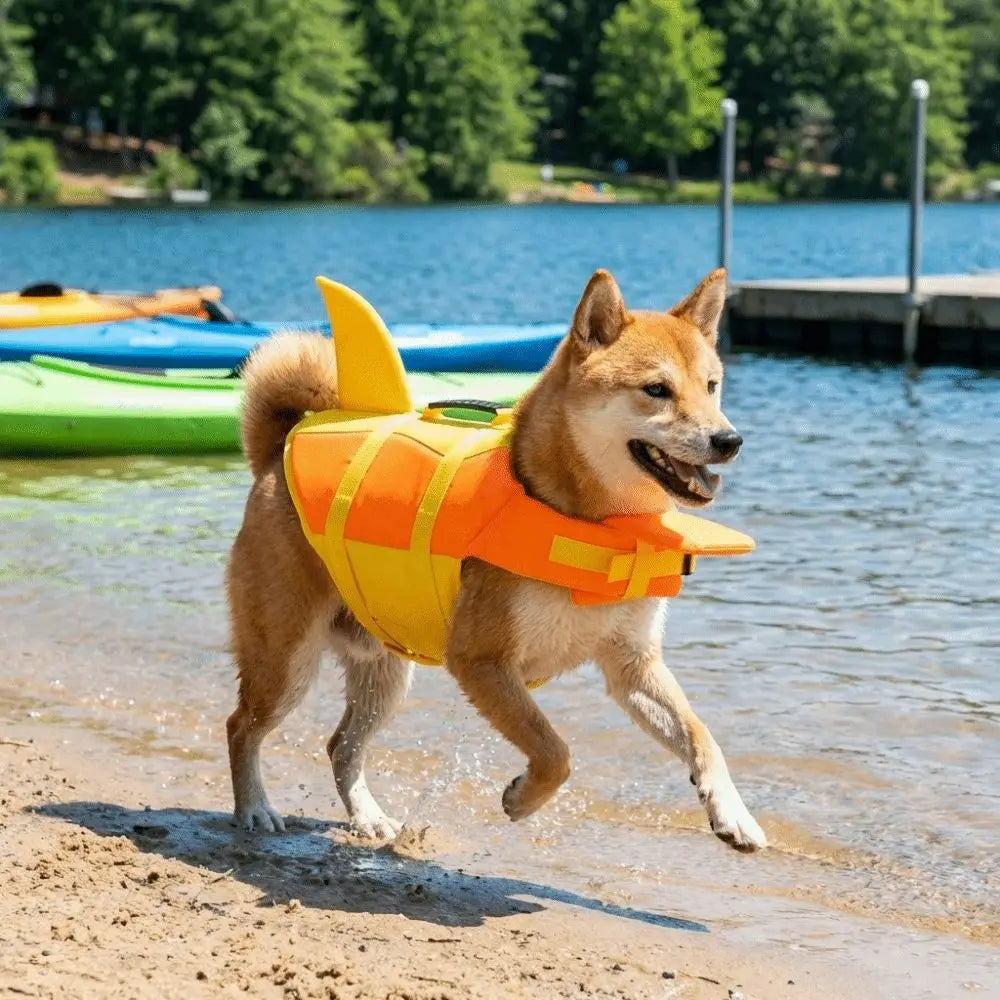 Shark Shape Dog Life Vest Superior Buoyancy - MyPetDollar.com
