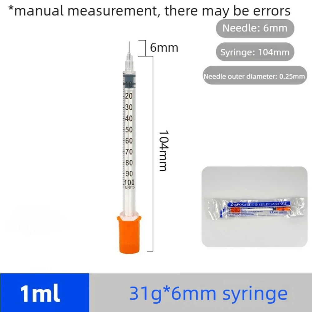 100 1ml 1cc 31g 6mm 30g 8mm Insulin Syring Sterilized – Farm Accessories