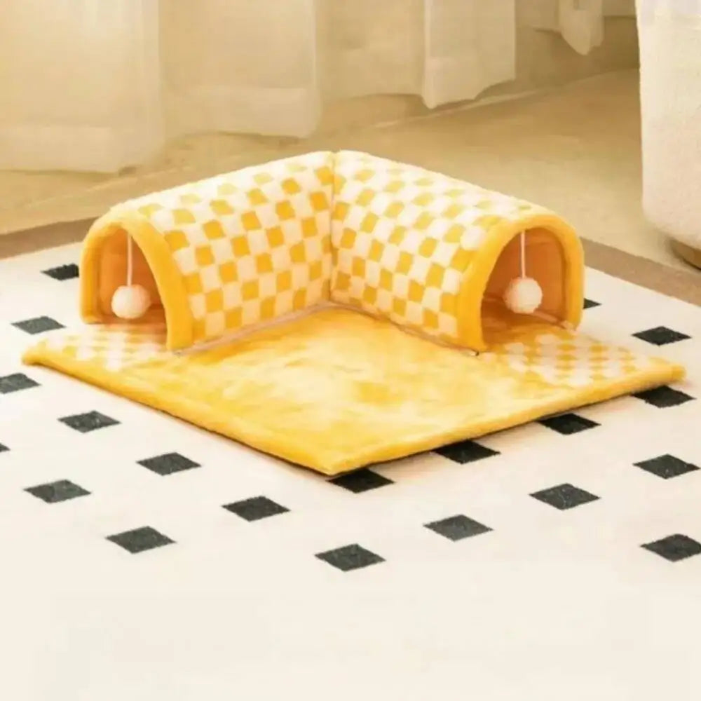 Washable Cat Nest Tunnel Maze Digging Hole Dog Bed, Warm