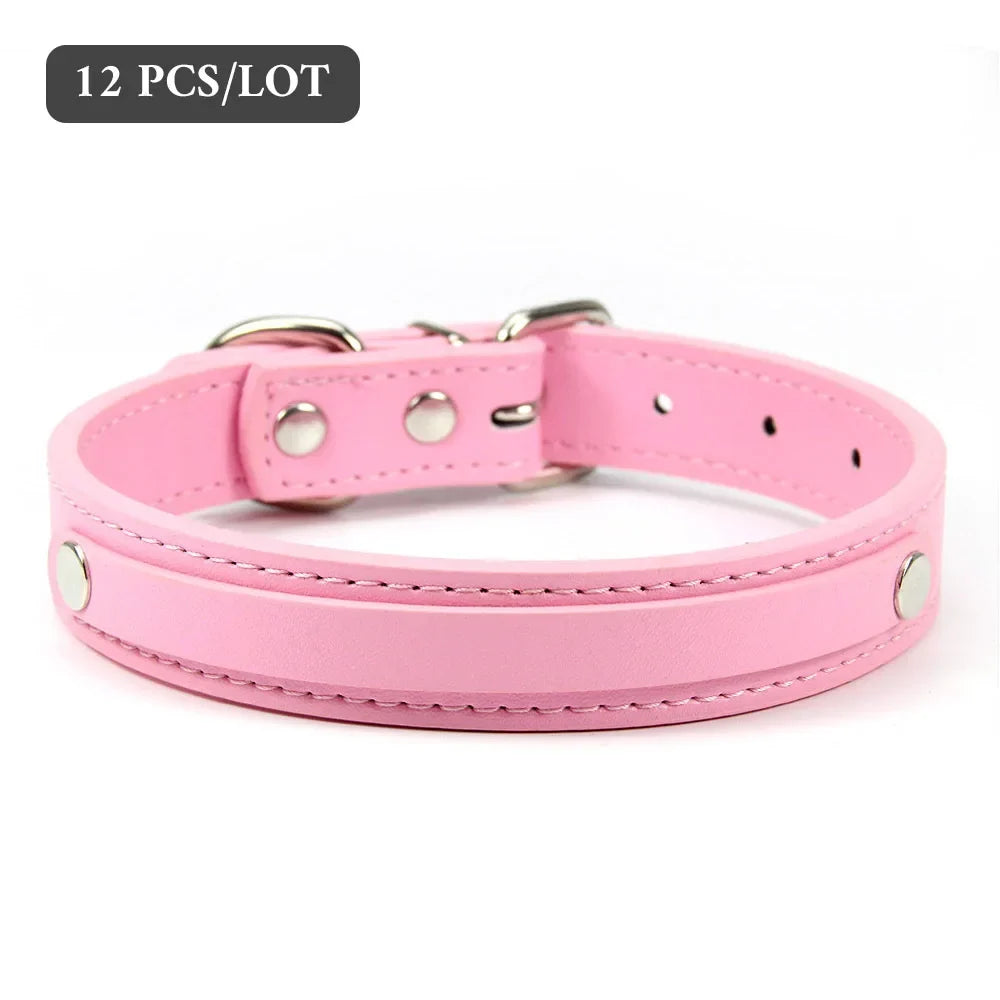 12 PCS Plain PU Leather DIY Name ID Dog - MyPetDollar.com