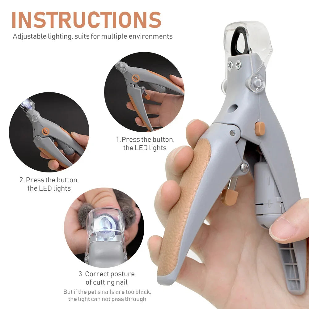 LED Light Pet Nail Clippers - Great for Trimming Cat