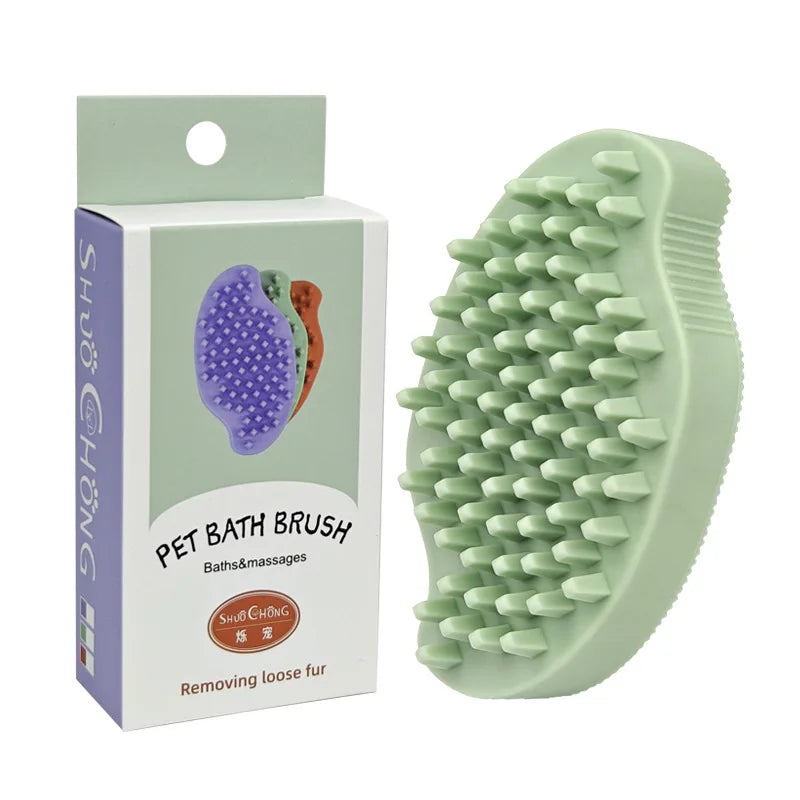 Silicone Pet Bath Grooming Brush Double Sided Massage Comb – 3 Colors