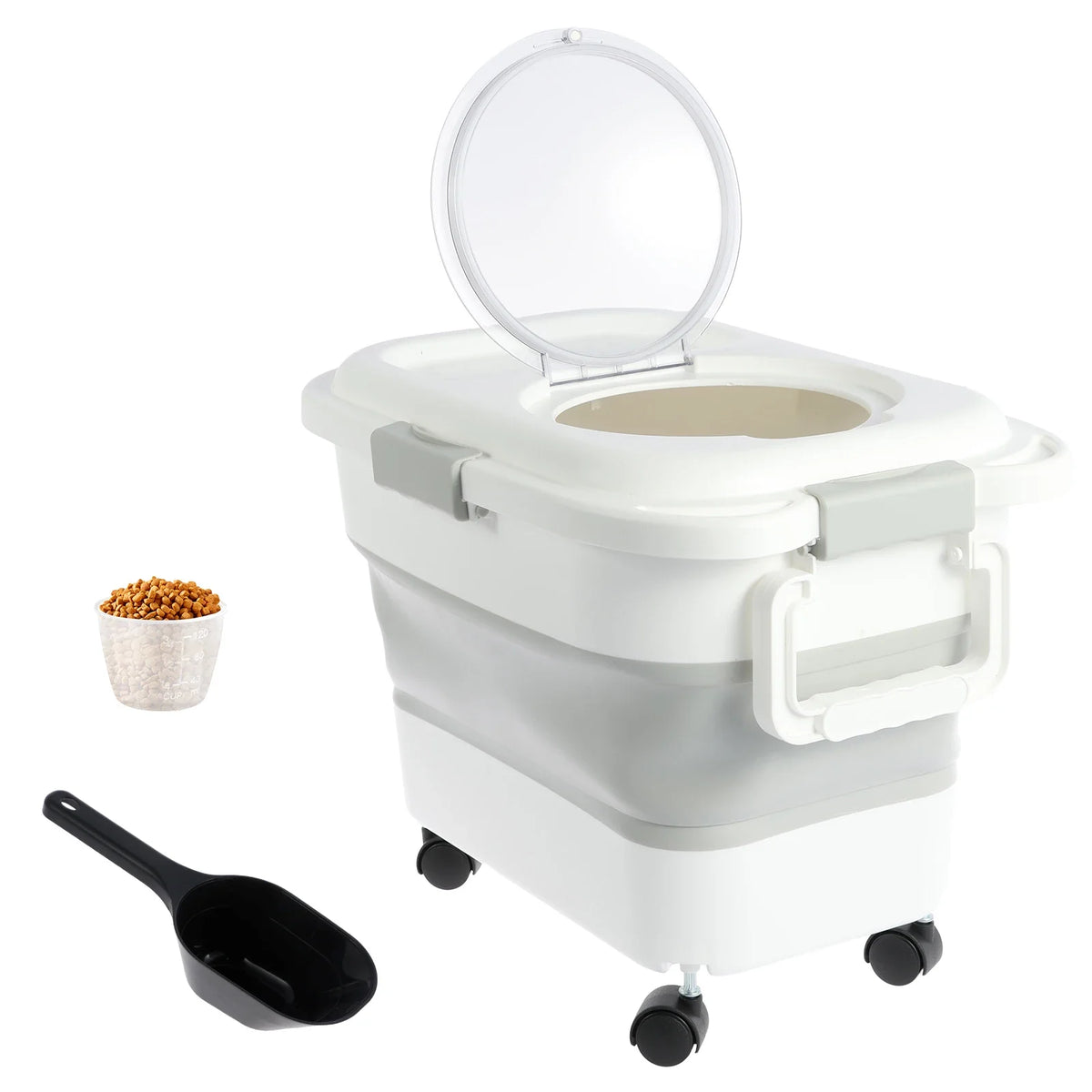 15 45kg Collapsible Pet Food Storage Barrel Cat & Dog