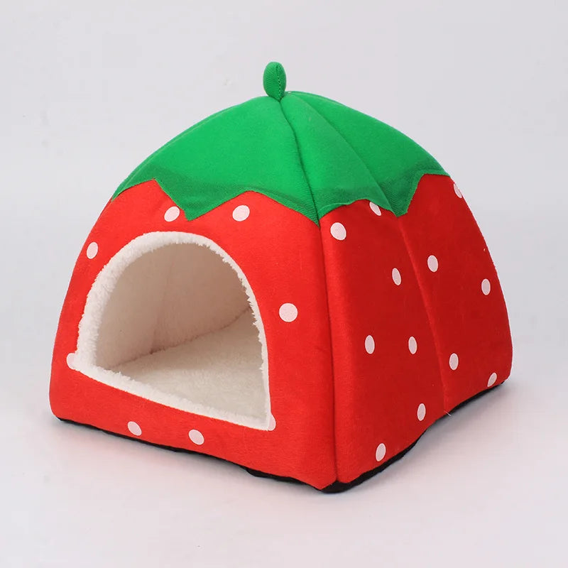 Strawberry Hamster Home Guinea Pig Hideout Small Animal Bed – 4 Colors