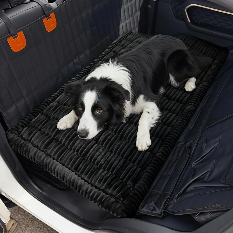 Washable All-season Soft Striped Plush Car Dog Bed