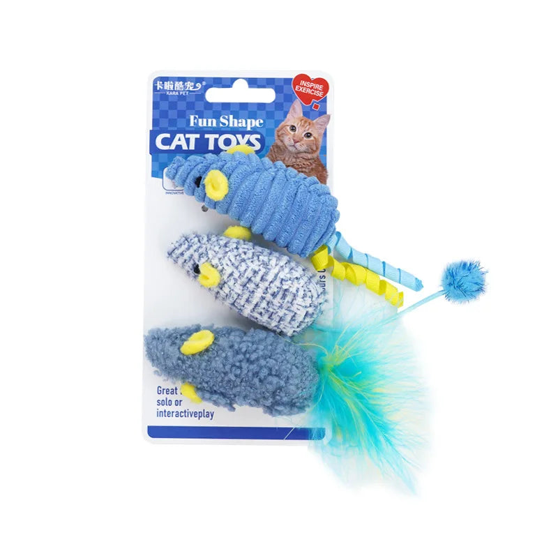 Cat Toys Plush Simulated Mouses Biting Sound Squeaker – 4 Colors