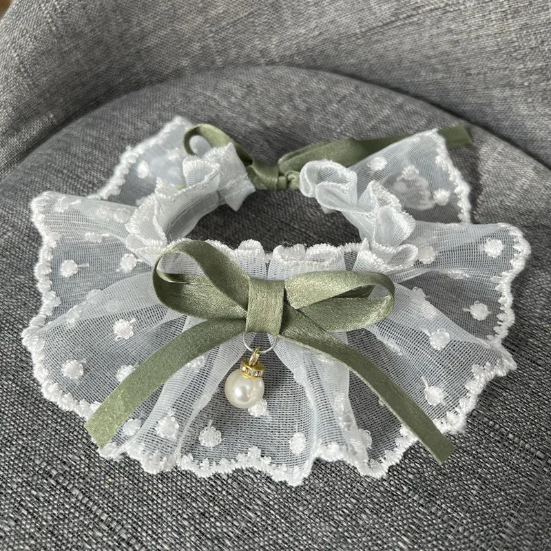 White Lace Bowknot Collar, Bowtie Bibs, Mesh - MyPetDollar.com
