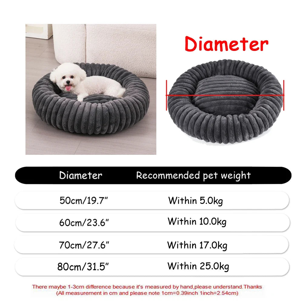 Round Dog Bed Winter Warm Cat Bed Plush - MyPetDollar.com