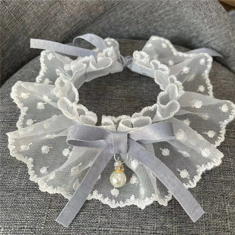 White Lace Bowknot Collar, Bowtie Bibs, Mesh - MyPetDollar.com