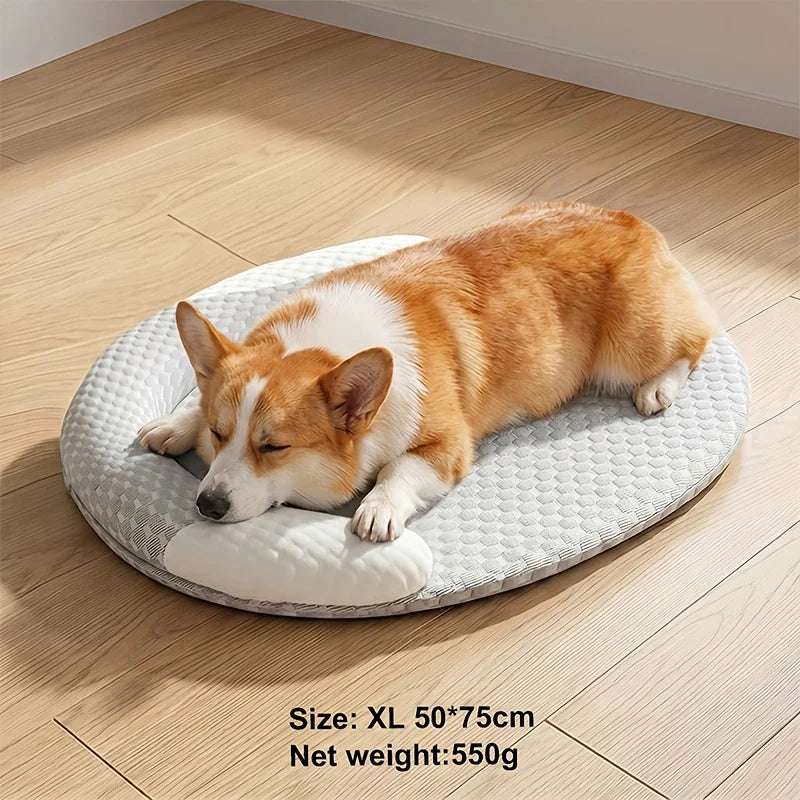 Cooling Dog Bed Summer Ice Silk Cat Pad Oval Pet Nest