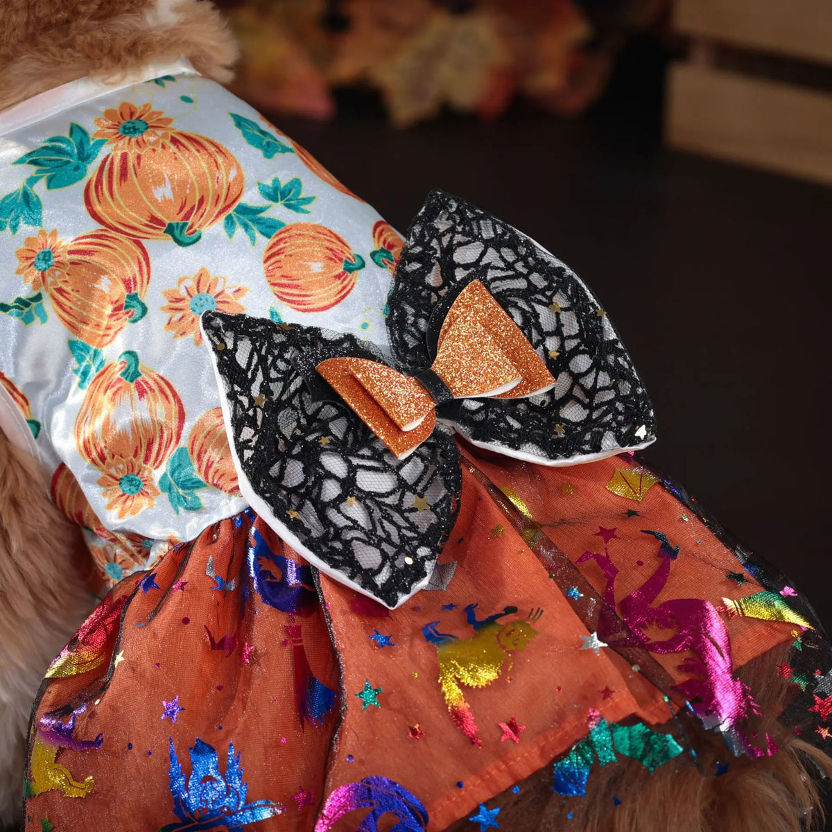 Cute Pet Halloween Ghost Pumpkin Skirt Dress - MyPetDollar.com