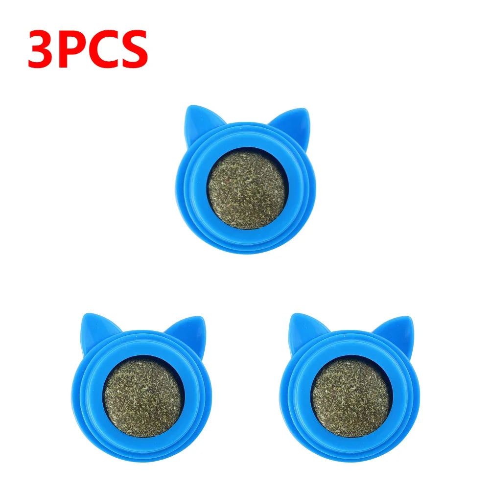 1- Pet Catnip Toys Wall Ball Licking Snacks Safety Healthy – 11 Colors
