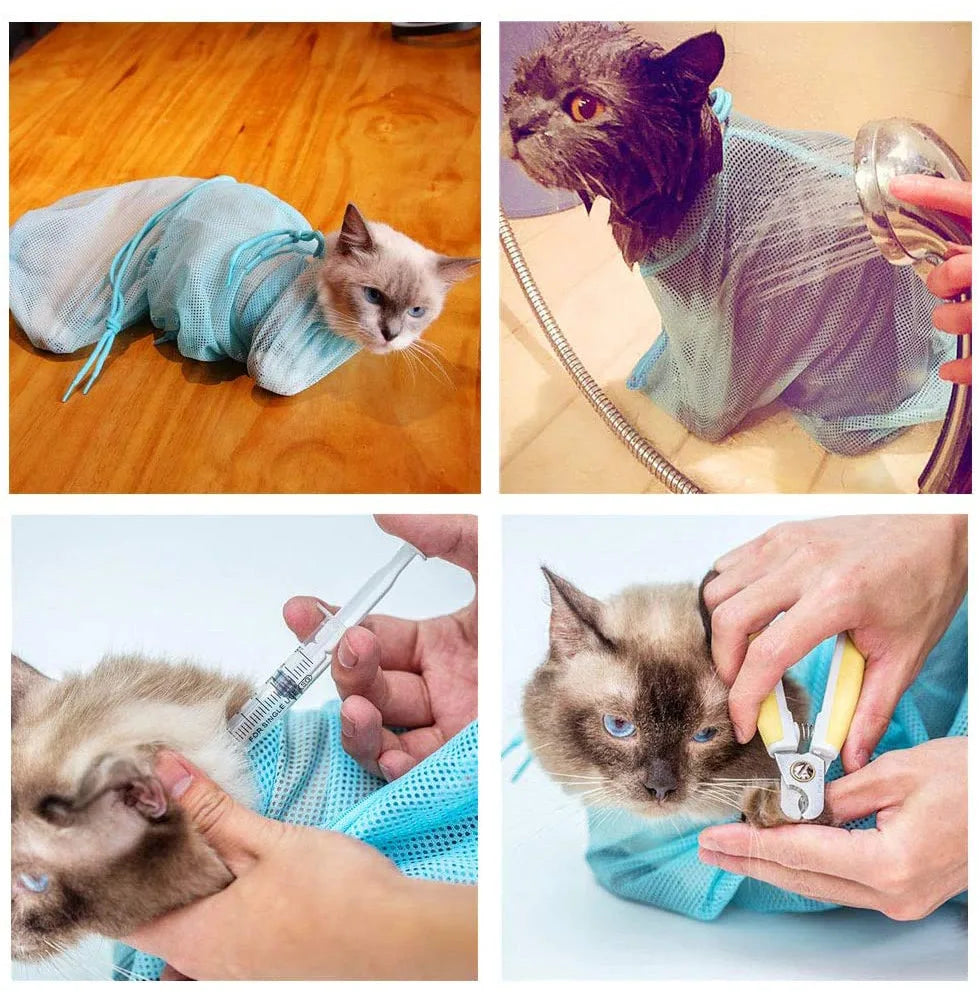 Mesh Cat Grooming Bathing Bag Adjustable - MyPetDollar.com