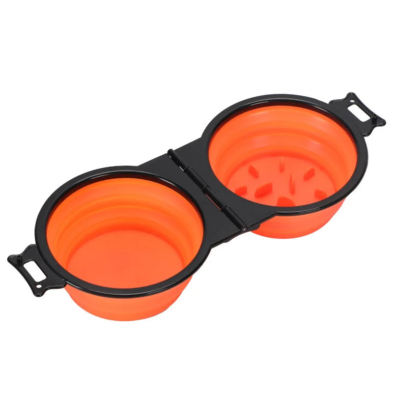 1-piece 2-in-1 Foldable Dual Bowl Feeding - MyPetDollar.com