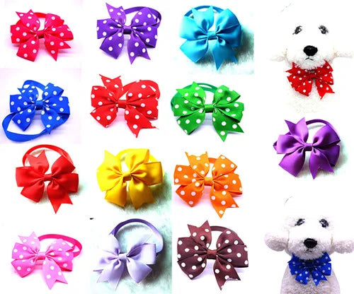Solid Dot Dog Bow Ties Regular Small Cat Bowties Collar