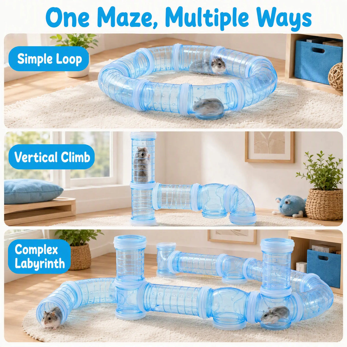 1Set Thickened Plastic Hamster Tunnel Kit - MyPetDollar.com