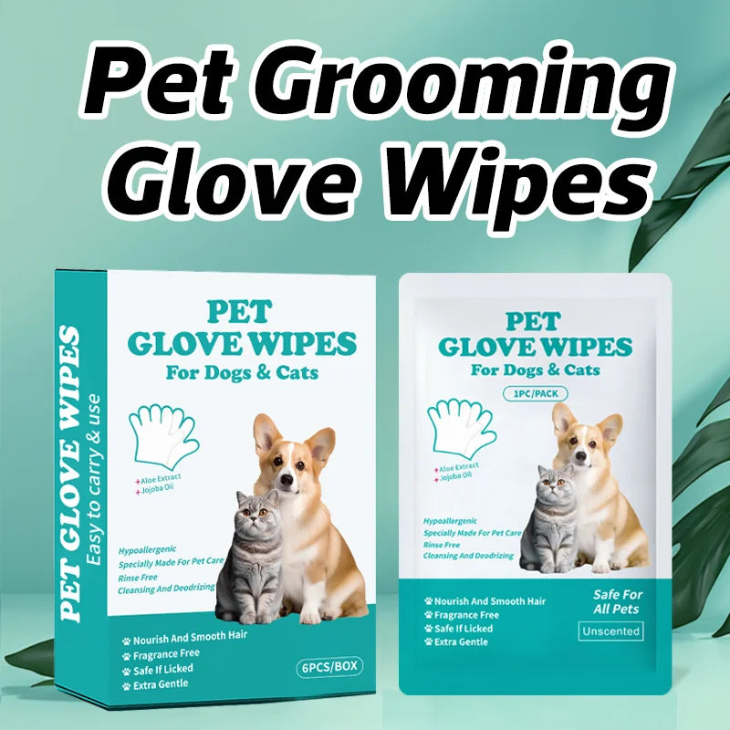 6Pcs Thickened Pet No Rinse Grooming Glove - MyPetDollar.com