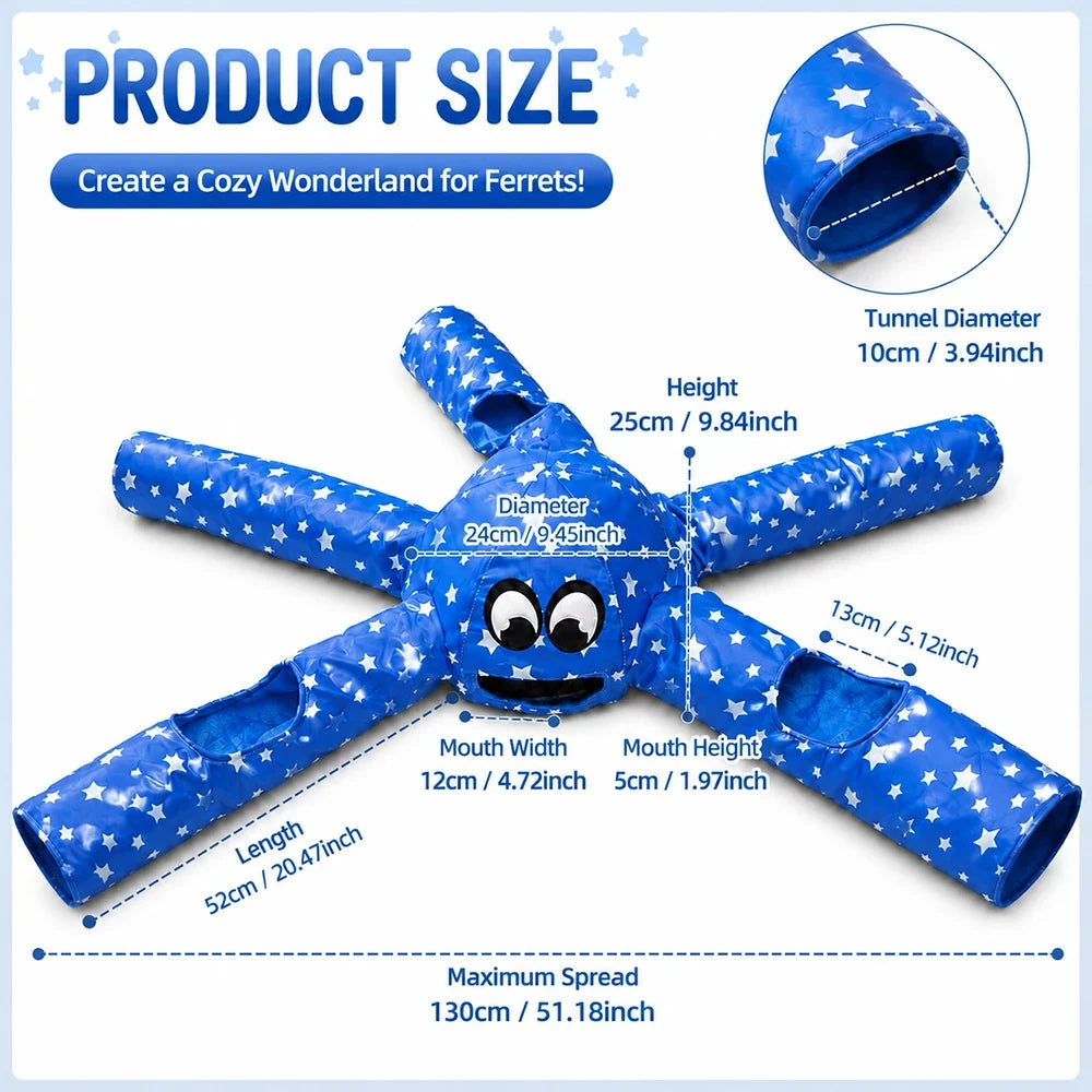 Octopus Shaped Ferret Bed Tunnel, Soft Cozy - MyPetDollar.com
