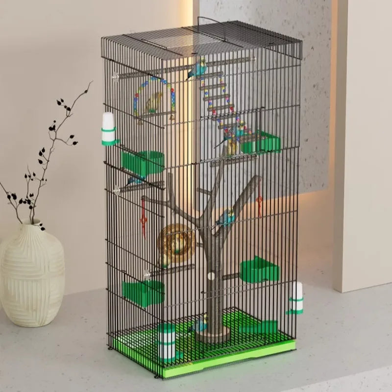 Large Vertical Bird Cage with Natural Wood - MyPetDollar.com
