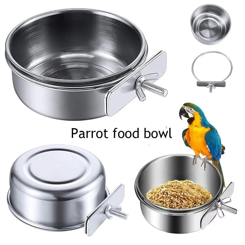 Stainless Steel Bird Bowls Parrot Feeding - MyPetDollar.com