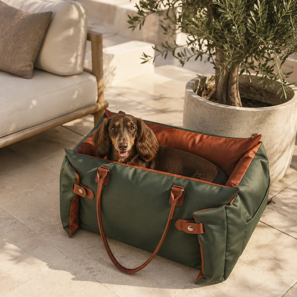Luxury Solid Faux Leather Pet Car Seat - MyPetDollar.com