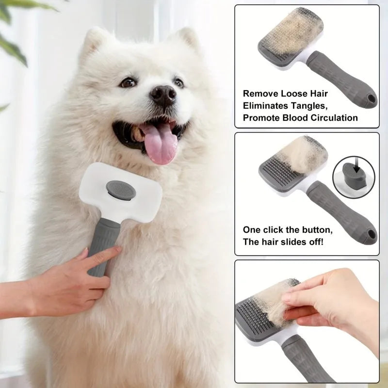 Ergonomic Handle Self Cleaning Pet Brush - MyPetDollar.com