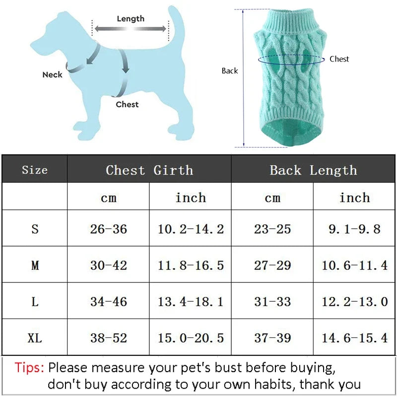 Warm Dog Sweaters for Small Dogs Turtleneck - MyPetDollar.com