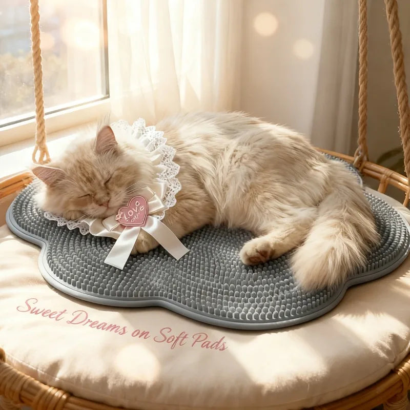 2-in-1 Cat Grooming Cushion Brush Bed Mat