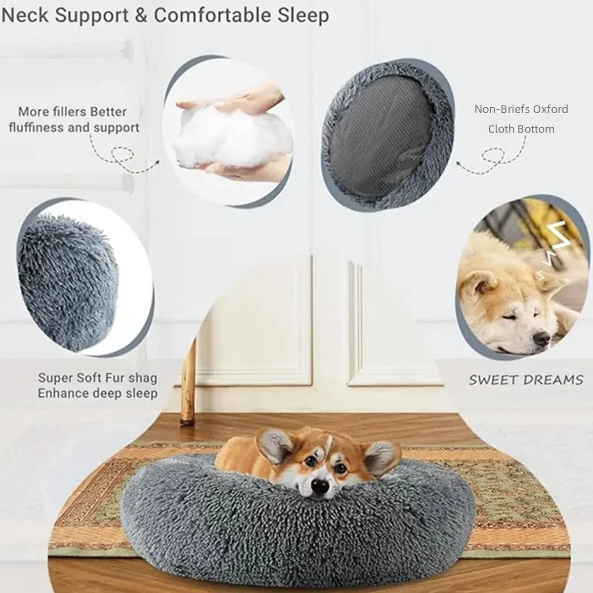 40-90cm 6 Sizes Round Pet Bed for Large Dog - MyPetDollar.com
