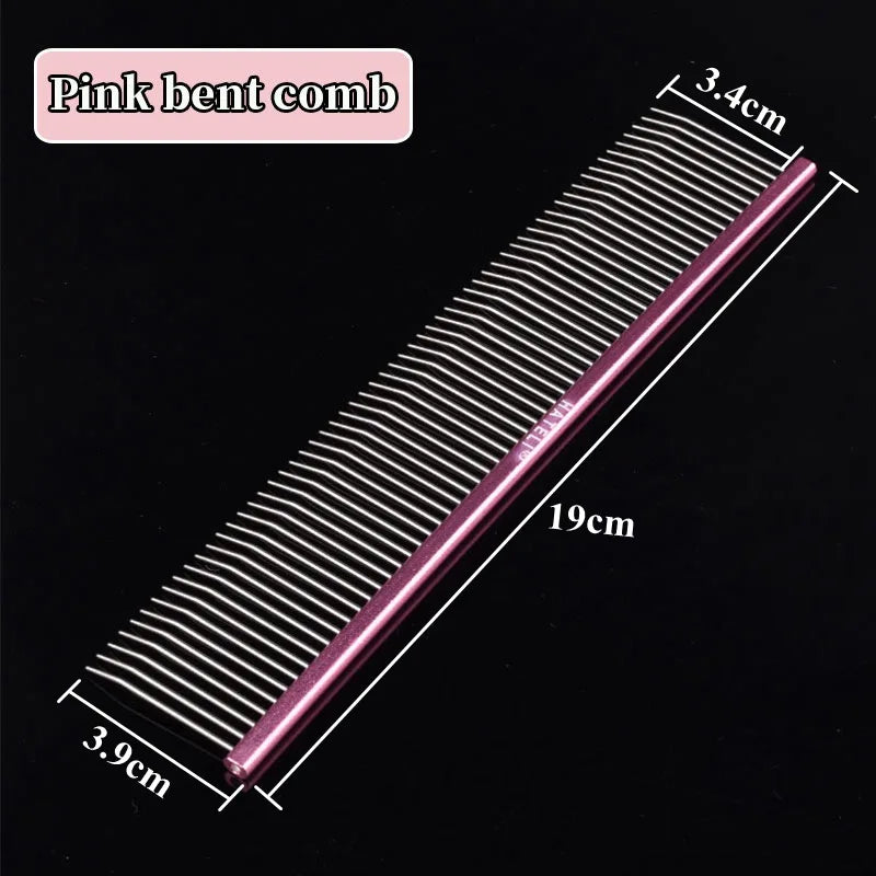 Pet Pink Comb Cat & Dog Professional Stainless Steel Grooming – 7 Colors