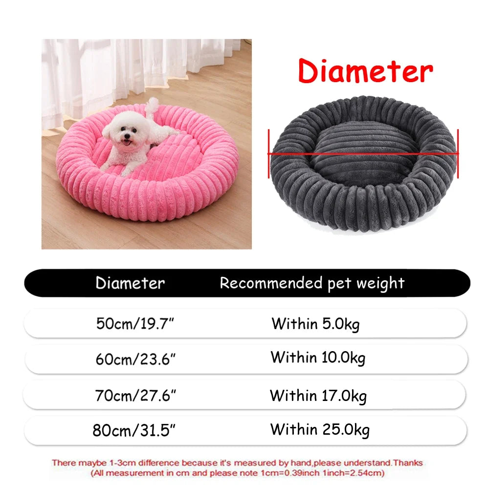 Round Dog Bed Winter Warm Cat Bed Plush - MyPetDollar.com