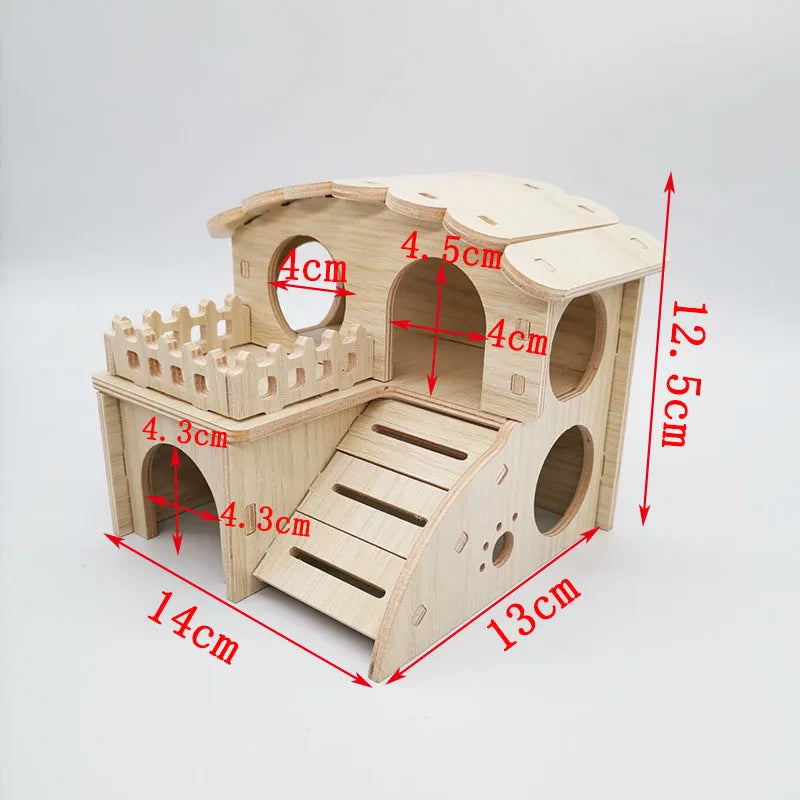 Hamster Solid Wood Shelter Hedgehog Wooden Home