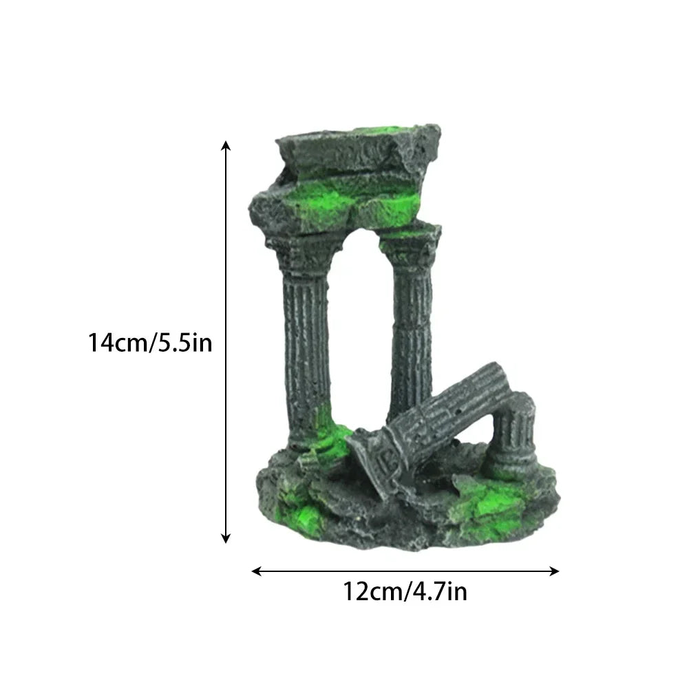 Environmentally Friendly Resin Ancient Roman Pillar Castle for Aquariums